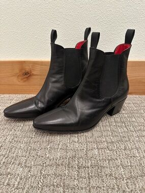 Black Leather Pointed Chelsea Boot by Mark Astbury—beat2wear